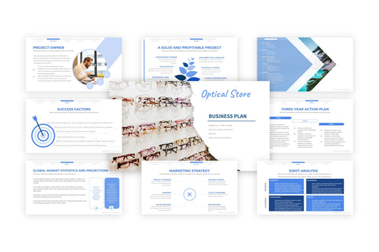 A free sample of an optical store project presentation